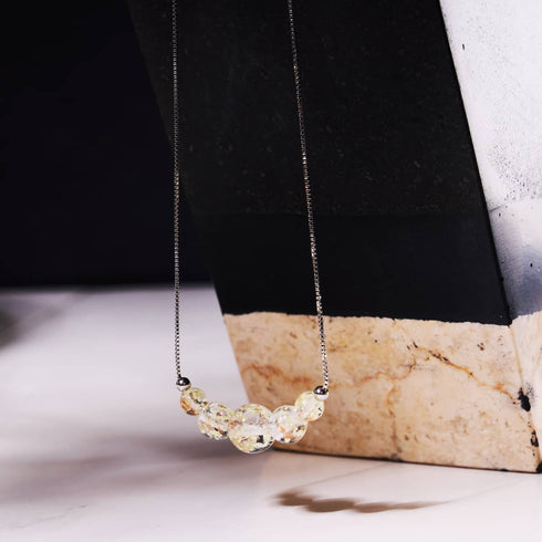 Albâtre | Argent sterling .925 | Collier fermoir infini en verre luciole